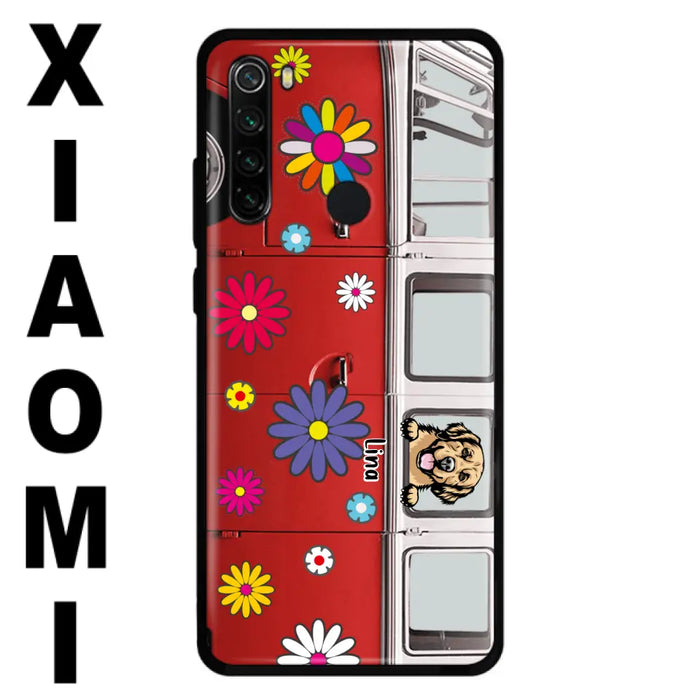 Custom Personalized Campervan Hippie And Pet Phone Case - Upto 3 Pets - Gift Idea For Dog/ Cat Lover - Case For Xiaomi, Oppo And Huawei