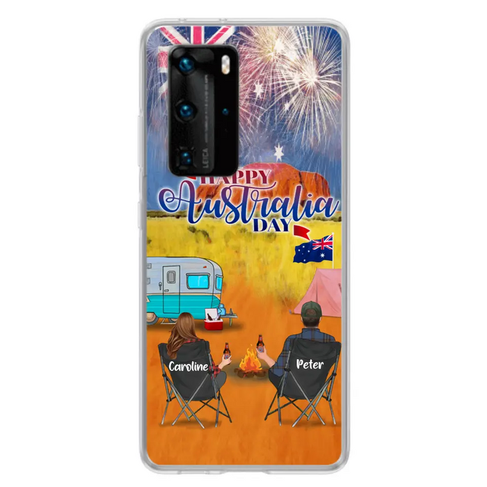 Custom Personalized Camping Happy Australia Day Phone Case - Couple/ Parents With Upto 2 Kids And 2 Pets - Gift Idea For Camping Lover - Case For Xiaomi, Oppo And Huawei