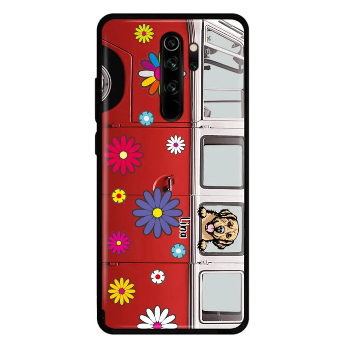 Custom Personalized Campervan Hippie And Pet Phone Case - Upto 3 Pets - Gift Idea For Dog/ Cat Lover - Case For Xiaomi, Oppo And Huawei