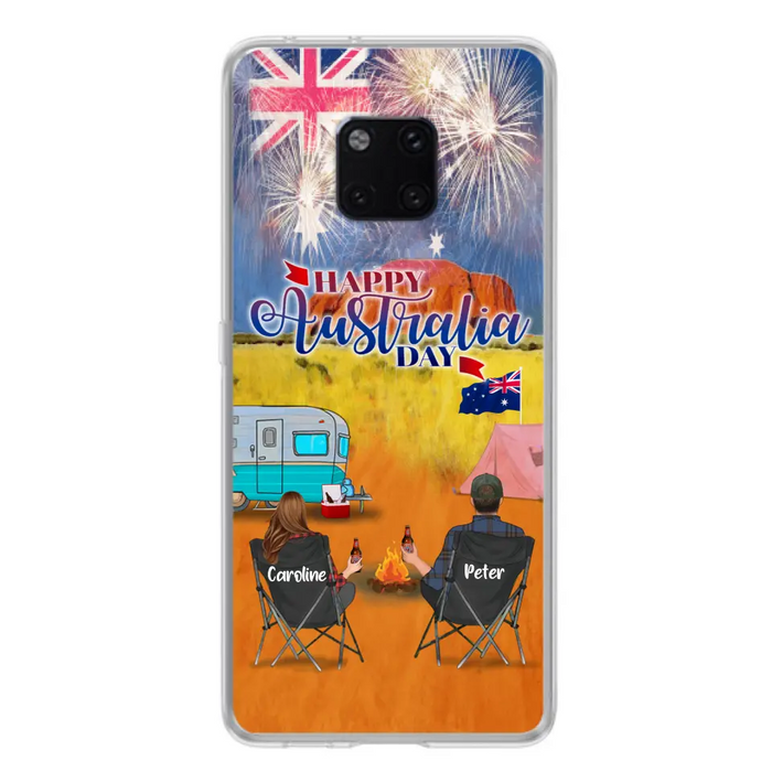 Custom Personalized Camping Happy Australia Day Phone Case - Couple/ Parents With Upto 2 Kids And 2 Pets - Gift Idea For Camping Lover - Case For Xiaomi, Oppo And Huawei