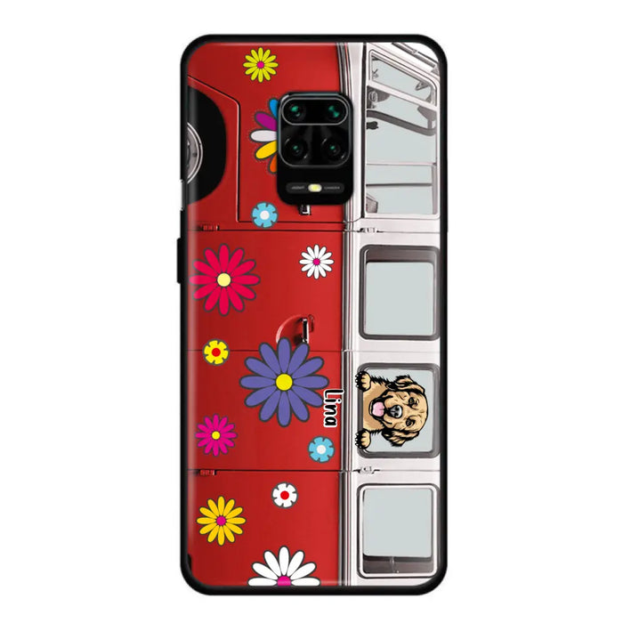 Custom Personalized Campervan Hippie And Pet Phone Case - Upto 3 Pets - Gift Idea For Dog/ Cat Lover - Case For Xiaomi, Oppo And Huawei