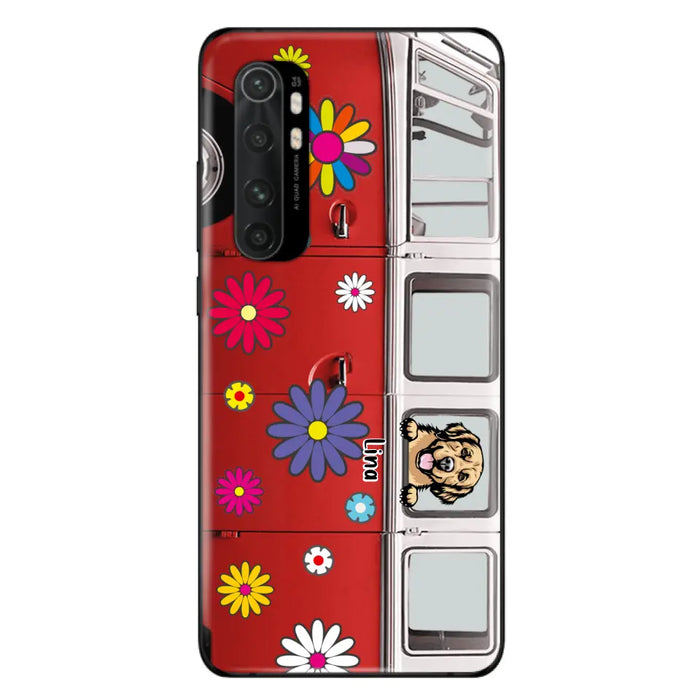 Custom Personalized Campervan Hippie And Pet Phone Case - Upto 3 Pets - Gift Idea For Dog/ Cat Lover - Case For Xiaomi, Oppo And Huawei