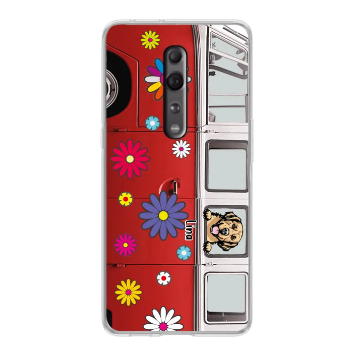 Custom Personalized Campervan Hippie And Pet Phone Case - Upto 3 Pets - Gift Idea For Dog/ Cat Lover - Case For Xiaomi, Oppo And Huawei