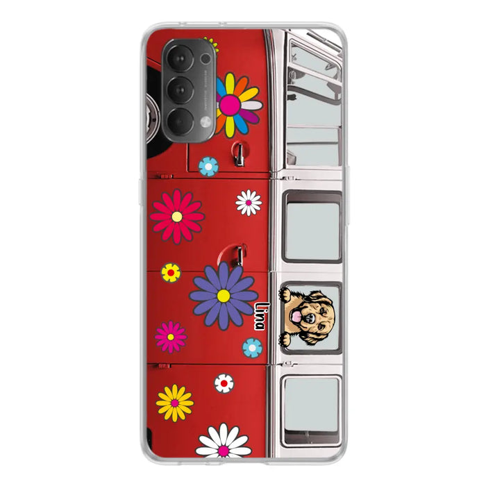 Custom Personalized Campervan Hippie And Pet Phone Case - Upto 3 Pets - Gift Idea For Dog/ Cat Lover - Case For Xiaomi, Oppo And Huawei