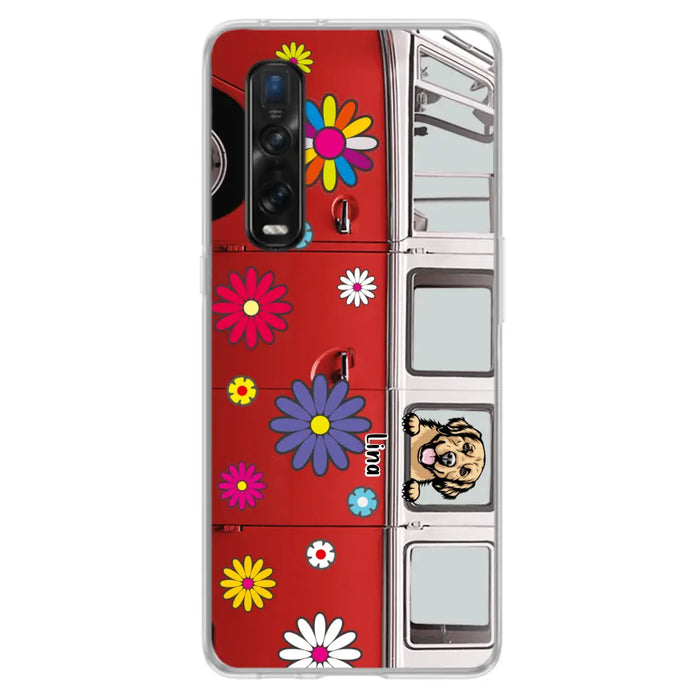 Custom Personalized Campervan Hippie And Pet Phone Case - Upto 3 Pets - Gift Idea For Dog/ Cat Lover - Case For Xiaomi, Oppo And Huawei