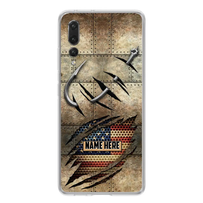 Custom Personalized Fishing America Flag Phone Case - Gift Idea For Fishing Lover - Case For Xiaomi. Oppo And Huawei