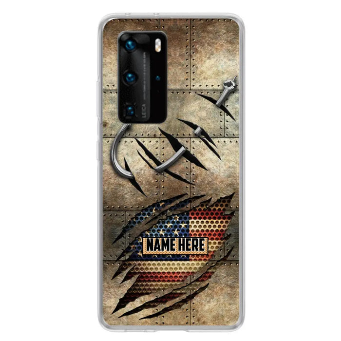 Custom Personalized Fishing America Flag Phone Case - Gift Idea For Fishing Lover - Case For Xiaomi. Oppo And Huawei