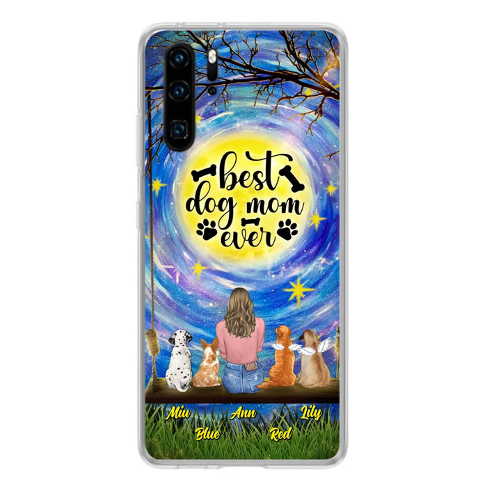 Custom Personalized Dog Mom Phone Case - Upto 4 Dogs - Gift Idea For Dog Lovers - I Love You To the Moon And Back - Case For Xiaomi/Huawei/Oppo