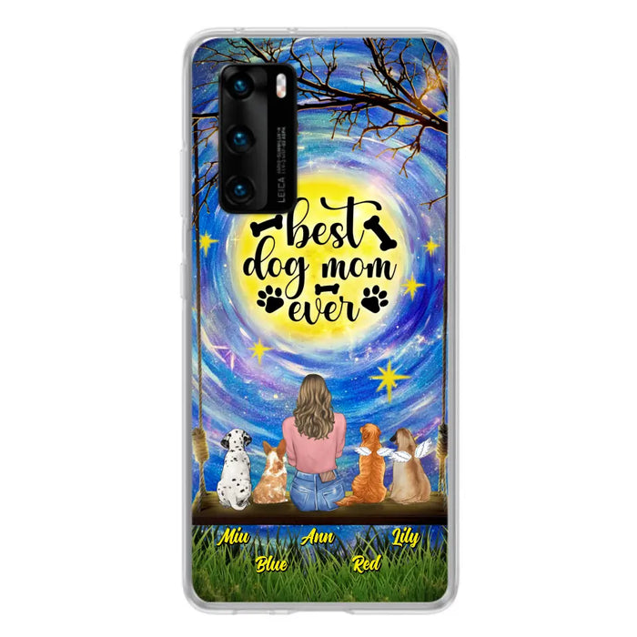 Custom Personalized Dog Mom Phone Case - Upto 4 Dogs - Gift Idea For Dog Lovers - I Love You To the Moon And Back - Case For Xiaomi/Huawei/Oppo