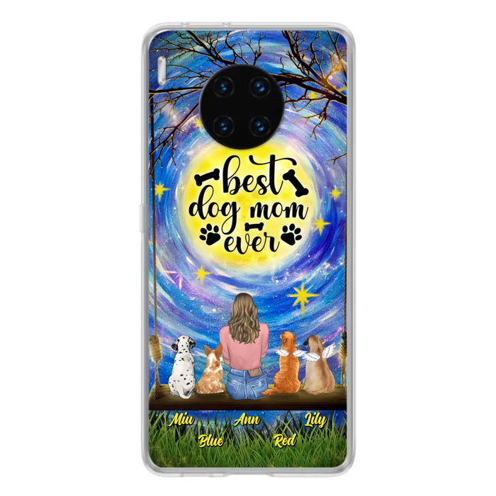 Custom Personalized Dog Mom Phone Case - Upto 4 Dogs - Gift Idea For Dog Lovers - I Love You To the Moon And Back - Case For Xiaomi/Huawei/Oppo