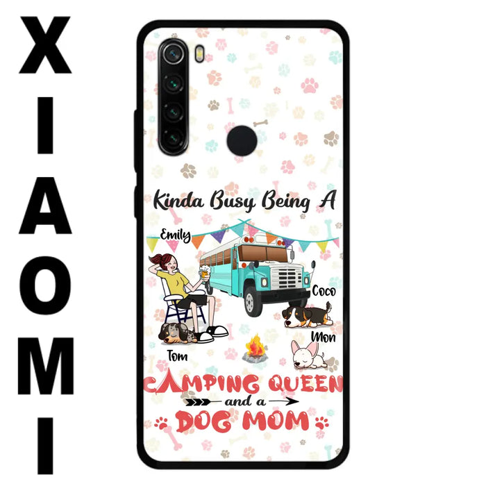 Custom Personalized Camping Queen Phone Case - Upto 3 Dogs - Gift Idea For Dog Lovers - Kinda Busy Being A Camping Queen And A Dog Mom - Case For Xiaomi/Huawei/Oppo