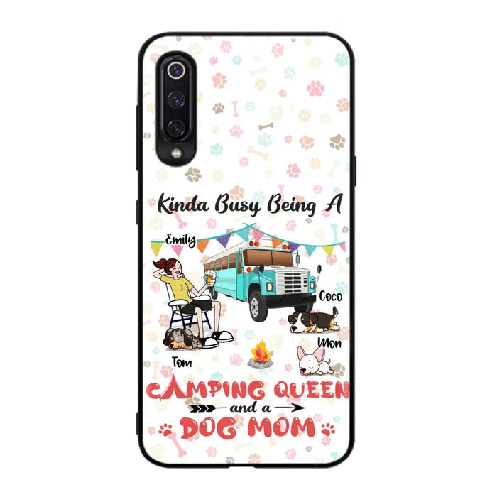 Custom Personalized Camping Queen Phone Case - Upto 3 Dogs - Gift Idea For Dog Lovers - Kinda Busy Being A Camping Queen And A Dog Mom - Case For Xiaomi/Huawei/Oppo