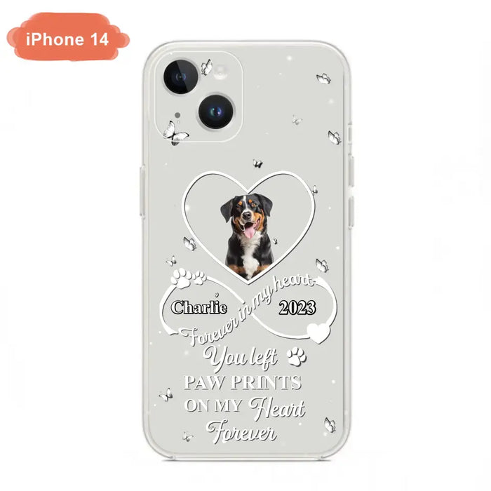 Personalized Memorial Phone Case - Upload Photo - Memorial Gift Idea For Pet Lover - You left paw prints on my heart forever - Case For iPhone/Samsung