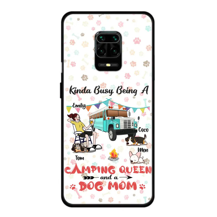 Custom Personalized Camping Queen Phone Case - Upto 3 Dogs - Gift Idea For Dog Lovers - Kinda Busy Being A Camping Queen And A Dog Mom - Case For Xiaomi/Huawei/Oppo