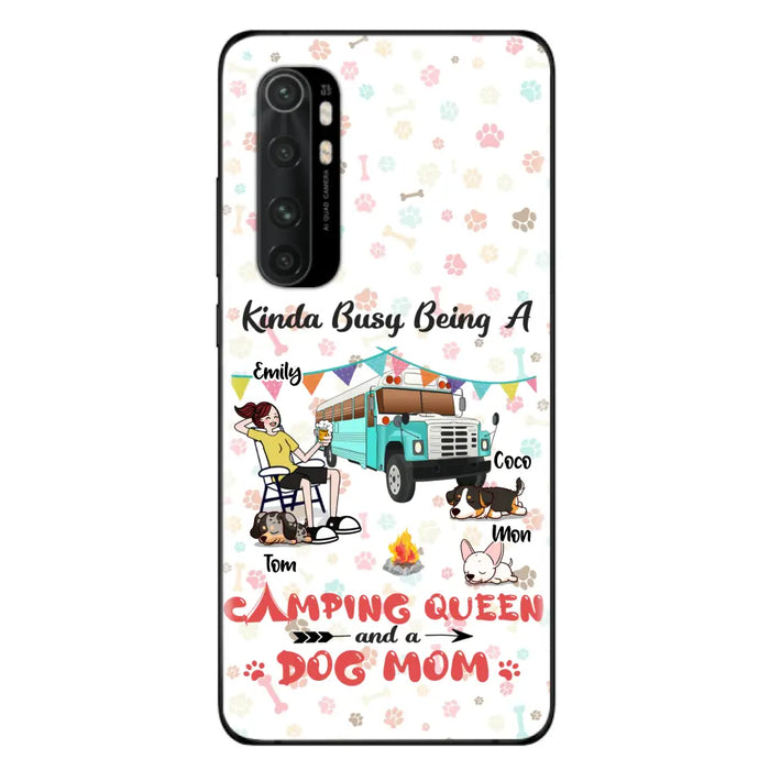 Custom Personalized Camping Queen Phone Case - Upto 3 Dogs - Gift Idea For Dog Lovers - Kinda Busy Being A Camping Queen And A Dog Mom - Case For Xiaomi/Huawei/Oppo