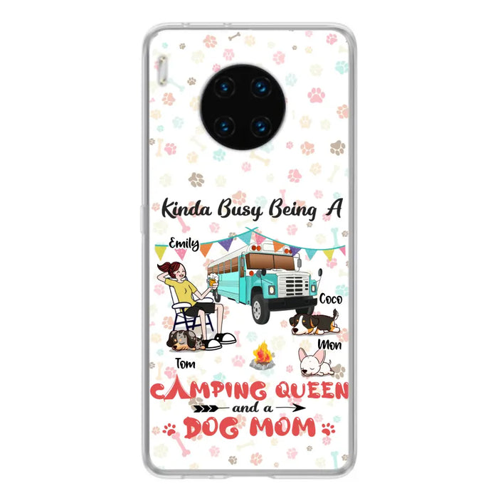 Custom Personalized Camping Queen Phone Case - Upto 3 Dogs - Gift Idea For Dog Lovers - Kinda Busy Being A Camping Queen And A Dog Mom - Case For Xiaomi/Huawei/Oppo