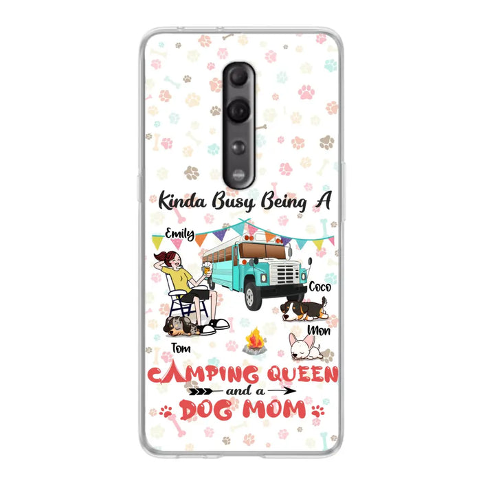 Custom Personalized Camping Queen Phone Case - Upto 3 Dogs - Gift Idea For Dog Lovers - Kinda Busy Being A Camping Queen And A Dog Mom - Case For Xiaomi/Huawei/Oppo