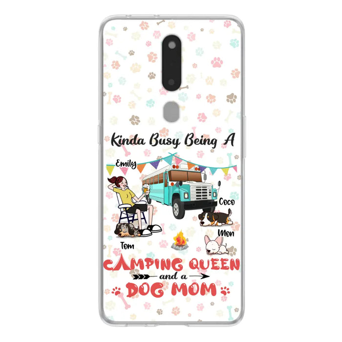 Custom Personalized Camping Queen Phone Case - Upto 3 Dogs - Gift Idea For Dog Lovers - Kinda Busy Being A Camping Queen And A Dog Mom - Case For Xiaomi/Huawei/Oppo