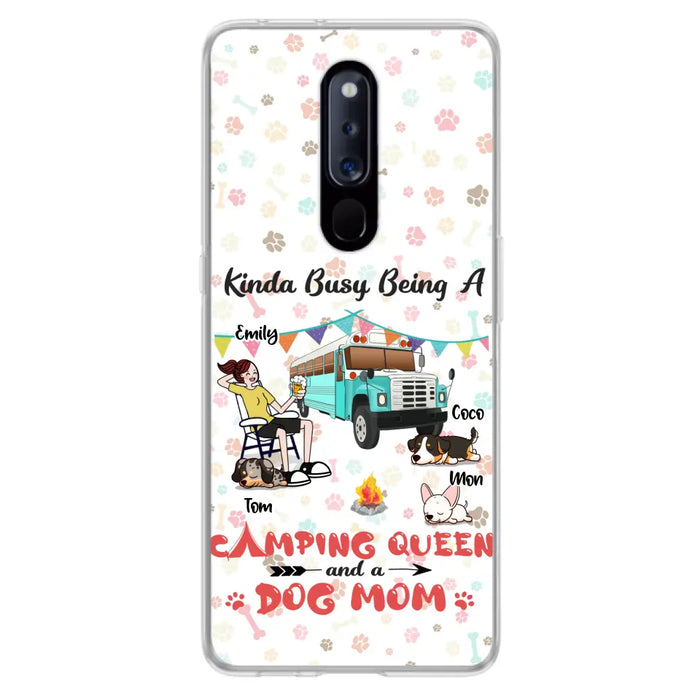 Custom Personalized Camping Queen Phone Case - Upto 3 Dogs - Gift Idea For Dog Lovers - Kinda Busy Being A Camping Queen And A Dog Mom - Case For Xiaomi/Huawei/Oppo