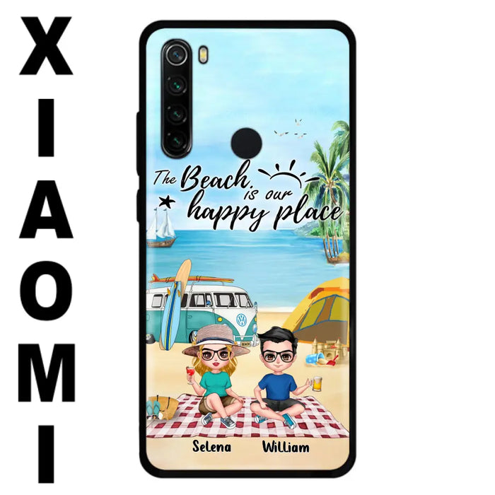 Custom Personalized Summer Beach Picnic Camping Phone Case - Upto 5 People - Gift Idea For Camping Couple/ Friends - The Beach Is Our Happy Place - Case For Xiaomi, Oppo And Huawei