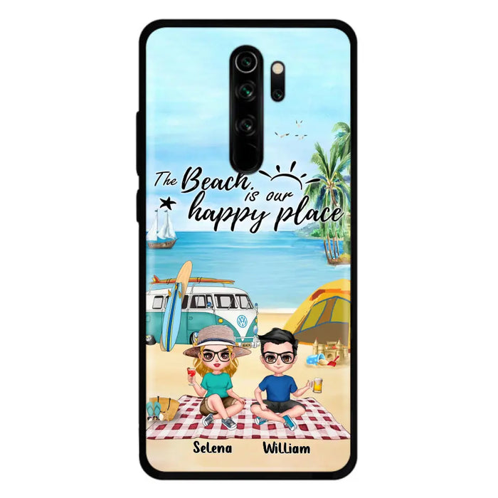 Custom Personalized Summer Beach Picnic Camping Phone Case - Upto 5 People - Gift Idea For Camping Couple/ Friends - The Beach Is Our Happy Place - Case For Xiaomi, Oppo And Huawei