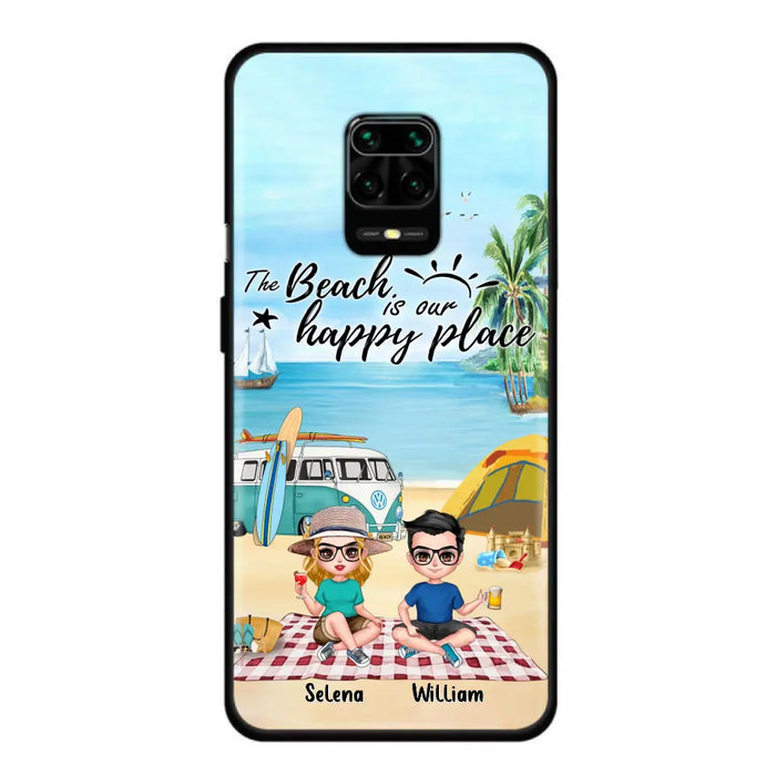 Custom Personalized Summer Beach Picnic Camping Phone Case - Upto 5 People - Gift Idea For Camping Couple/ Friends - The Beach Is Our Happy Place - Case For Xiaomi, Oppo And Huawei