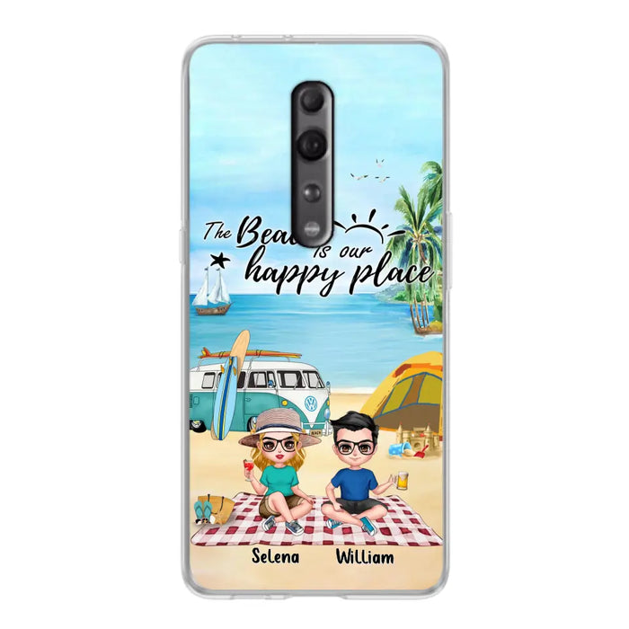 Custom Personalized Summer Beach Picnic Camping Phone Case - Upto 5 People - Gift Idea For Camping Couple/ Friends - The Beach Is Our Happy Place - Case For Xiaomi, Oppo And Huawei