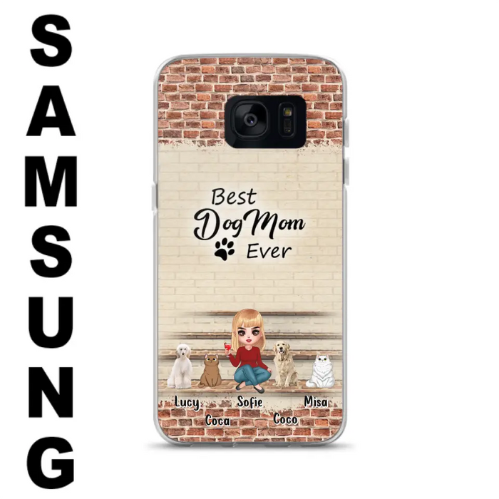 Custom Personalized Dog/Cat Mom Phone Case - Gift Idea For Dog/Cat Lovers/Mother's Day - Upto 3 Dogs/Cats - Best Dog Mom Ever - Cases For iPhone/Samsung