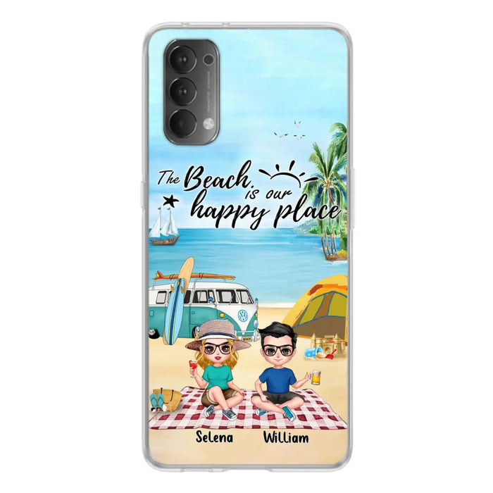 Custom Personalized Summer Beach Picnic Camping Phone Case - Upto 5 People - Gift Idea For Camping Couple/ Friends - The Beach Is Our Happy Place - Case For Xiaomi, Oppo And Huawei