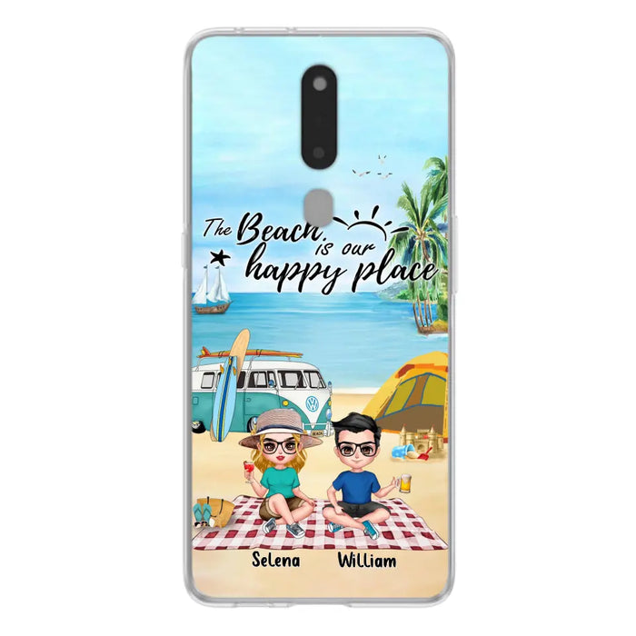 Custom Personalized Summer Beach Picnic Camping Phone Case - Upto 5 People - Gift Idea For Camping Couple/ Friends - The Beach Is Our Happy Place - Case For Xiaomi, Oppo And Huawei