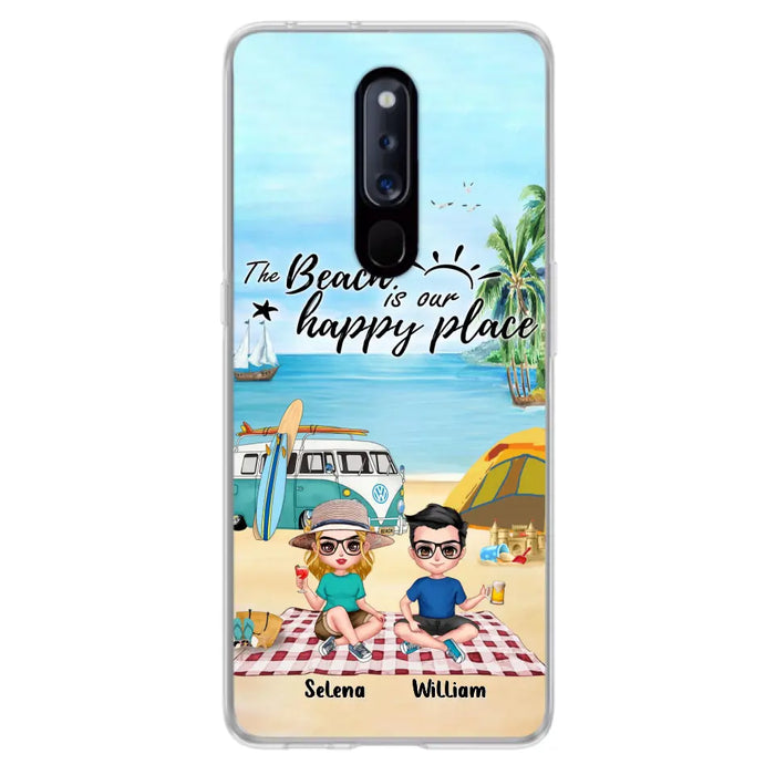 Custom Personalized Summer Beach Picnic Camping Phone Case - Upto 5 People - Gift Idea For Camping Couple/ Friends - The Beach Is Our Happy Place - Case For Xiaomi, Oppo And Huawei