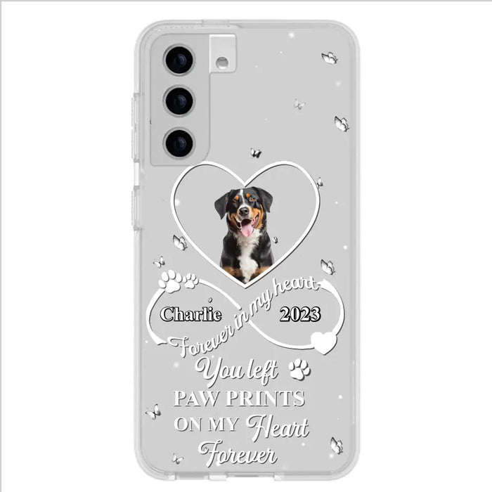 Personalized Memorial Phone Case - Upload Photo - Memorial Gift Idea For Pet Lover - You left paw prints on my heart forever - Case For iPhone/Samsung