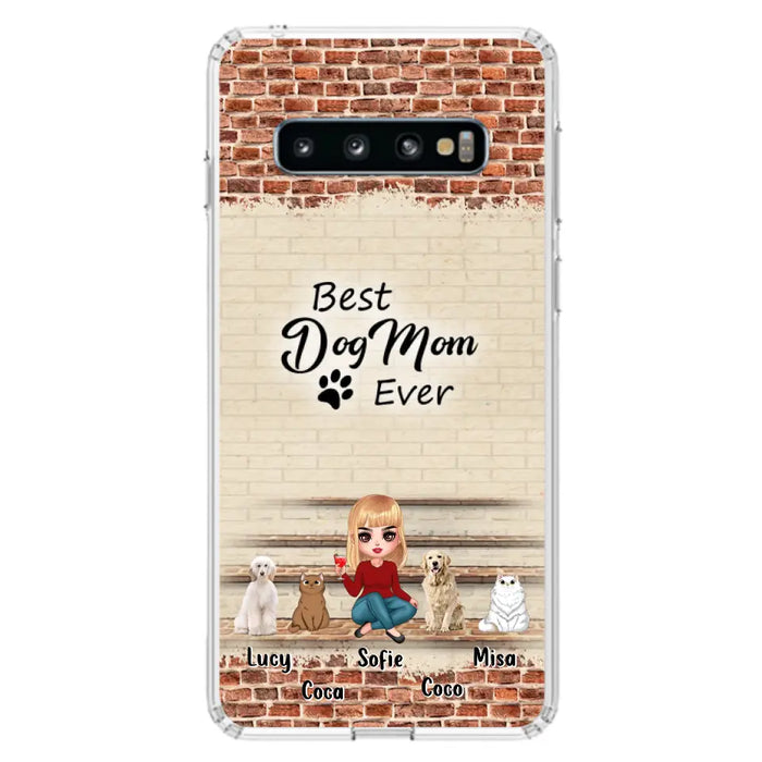 Custom Personalized Dog/Cat Mom Phone Case - Gift Idea For Dog/Cat Lovers/Mother's Day - Upto 3 Dogs/Cats - Best Dog Mom Ever - Cases For iPhone/Samsung