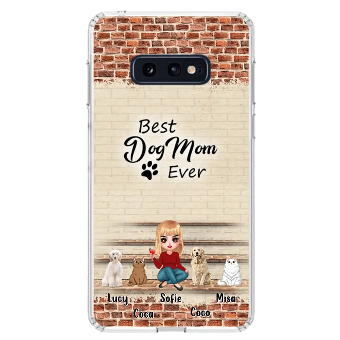 Custom Personalized Dog/Cat Mom Phone Case - Gift Idea For Dog/Cat Lovers/Mother's Day - Upto 3 Dogs/Cats - Best Dog Mom Ever - Cases For iPhone/Samsung