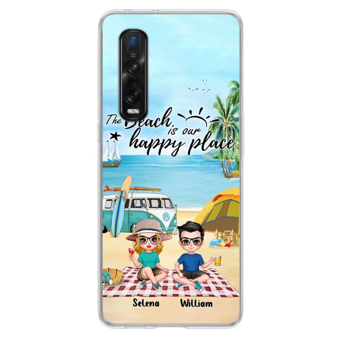 Custom Personalized Summer Beach Picnic Camping Phone Case - Upto 5 People - Gift Idea For Camping Couple/ Friends - The Beach Is Our Happy Place - Case For Xiaomi, Oppo And Huawei