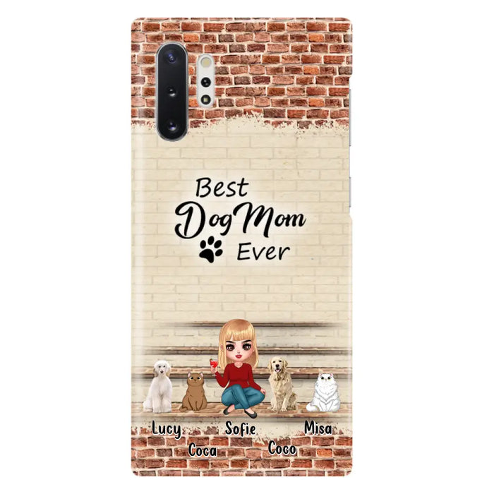 Custom Personalized Dog/Cat Mom Phone Case - Gift Idea For Dog/Cat Lovers/Mother's Day - Upto 3 Dogs/Cats - Best Dog Mom Ever - Cases For iPhone/Samsung