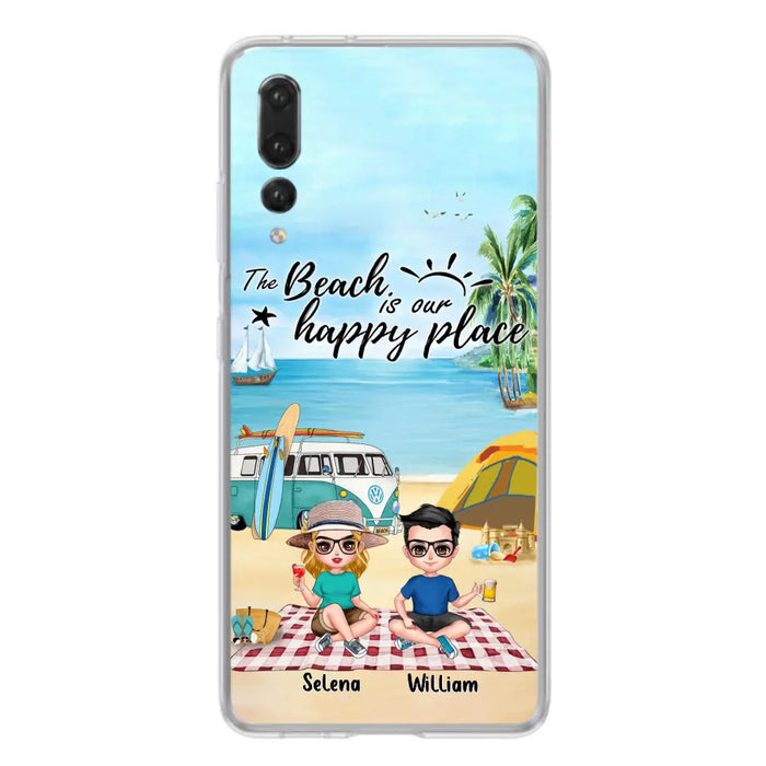 Custom Personalized Summer Beach Picnic Camping Phone Case - Upto 5 People - Gift Idea For Camping Couple/ Friends - The Beach Is Our Happy Place - Case For Xiaomi, Oppo And Huawei