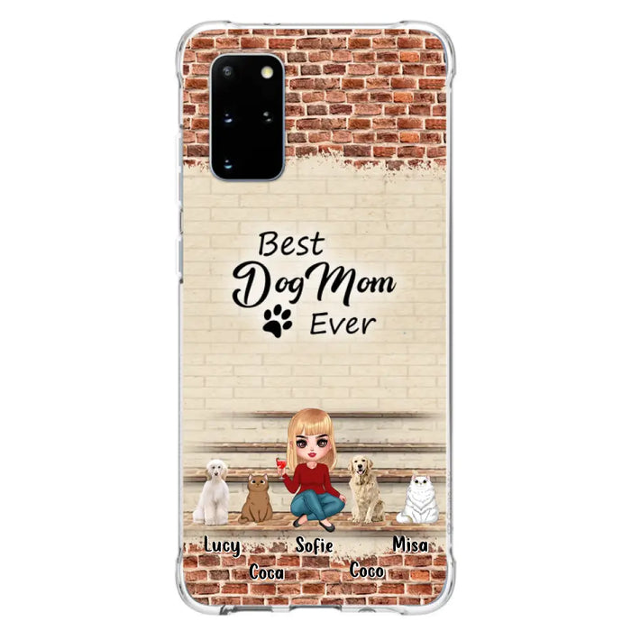 Custom Personalized Dog/Cat Mom Phone Case - Gift Idea For Dog/Cat Lovers/Mother's Day - Upto 3 Dogs/Cats - Best Dog Mom Ever - Cases For iPhone/Samsung