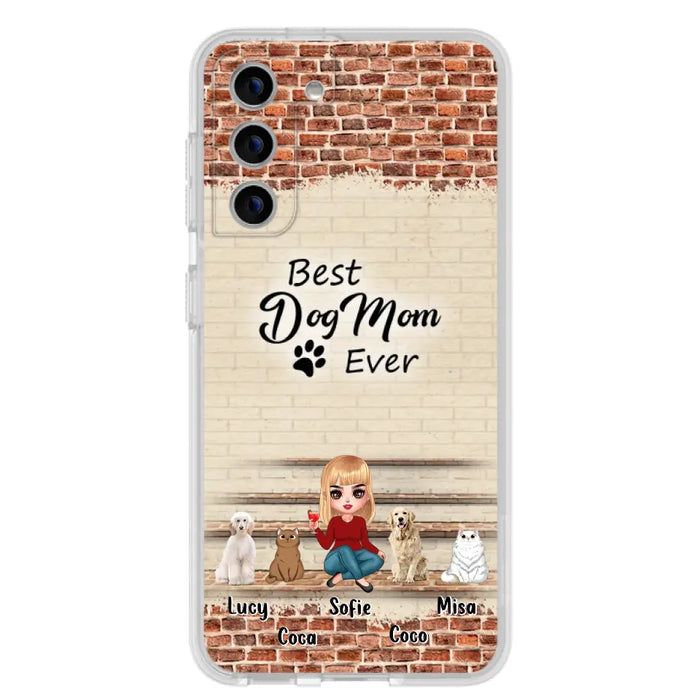 Custom Personalized Dog/Cat Mom Phone Case - Gift Idea For Dog/Cat Lovers/Mother's Day - Upto 3 Dogs/Cats - Best Dog Mom Ever - Cases For iPhone/Samsung