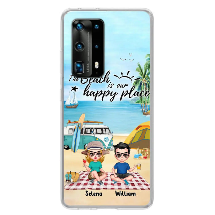 Custom Personalized Summer Beach Picnic Camping Phone Case - Upto 5 People - Gift Idea For Camping Couple/ Friends - The Beach Is Our Happy Place - Case For Xiaomi, Oppo And Huawei