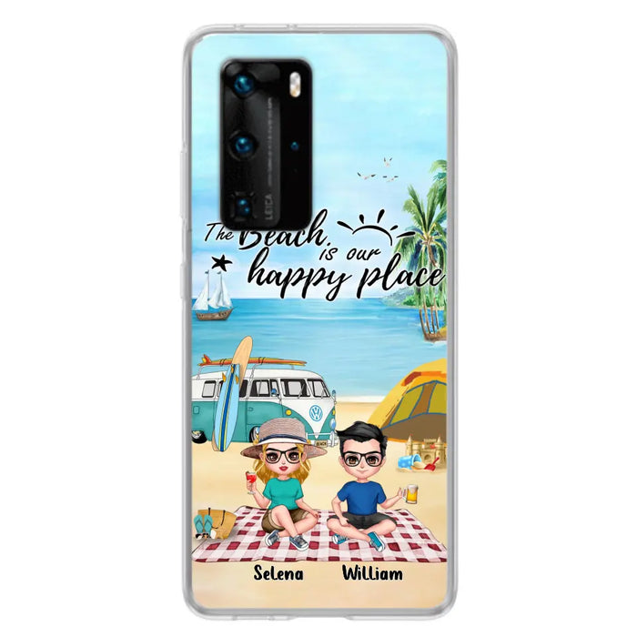 Custom Personalized Summer Beach Picnic Camping Phone Case - Upto 5 People - Gift Idea For Camping Couple/ Friends - The Beach Is Our Happy Place - Case For Xiaomi, Oppo And Huawei