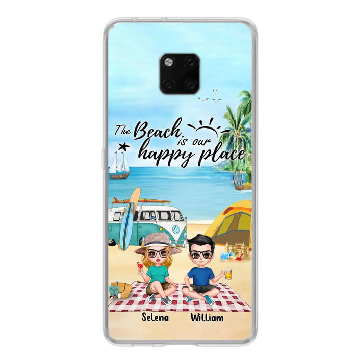 Custom Personalized Summer Beach Picnic Camping Phone Case - Upto 5 People - Gift Idea For Camping Couple/ Friends - The Beach Is Our Happy Place - Case For Xiaomi, Oppo And Huawei