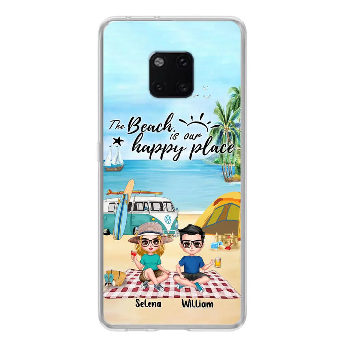 Custom Personalized Summer Beach Picnic Camping Phone Case - Upto 5 People - Gift Idea For Camping Couple/ Friends - The Beach Is Our Happy Place - Case For Xiaomi, Oppo And Huawei