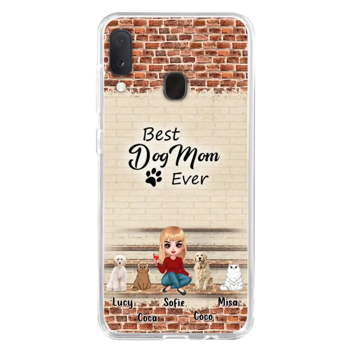 Custom Personalized Dog/Cat Mom Phone Case - Gift Idea For Dog/Cat Lovers/Mother's Day - Upto 3 Dogs/Cats - Best Dog Mom Ever - Cases For iPhone/Samsung