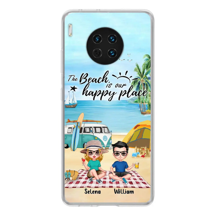 Custom Personalized Summer Beach Picnic Camping Phone Case - Upto 5 People - Gift Idea For Camping Couple/ Friends - The Beach Is Our Happy Place - Case For Xiaomi, Oppo And Huawei