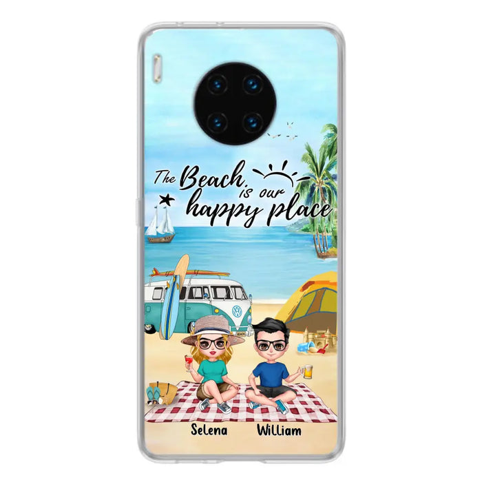 Custom Personalized Summer Beach Picnic Camping Phone Case - Upto 5 People - Gift Idea For Camping Couple/ Friends - The Beach Is Our Happy Place - Case For Xiaomi, Oppo And Huawei