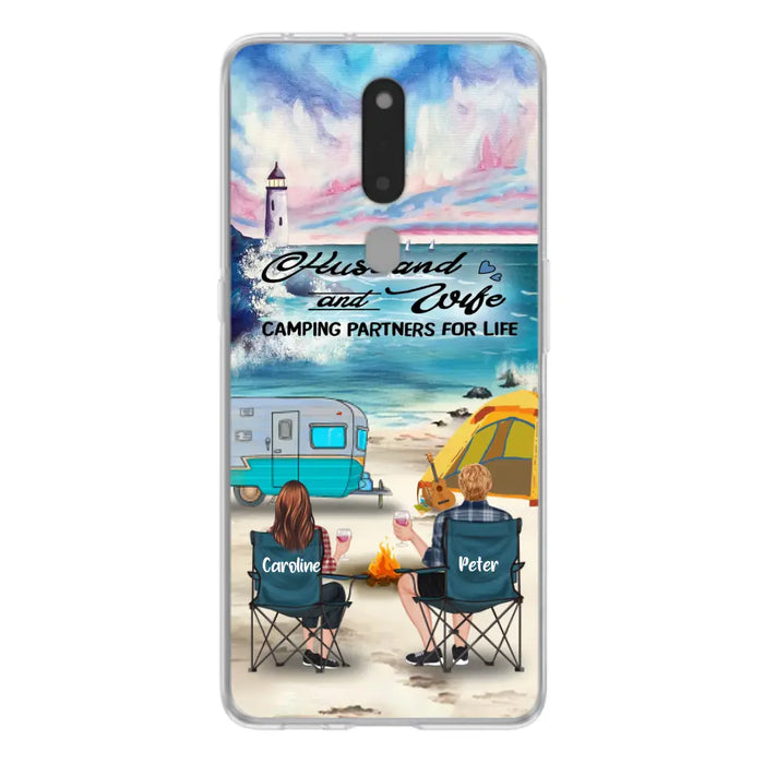 Custom Personalized Beach Camping Phone Case - Couple/ Parents With Upto 3 Kids And 3 Pets - Gift Idea For Camping Lover - Case For Xiaomi, Oppo And Huawei