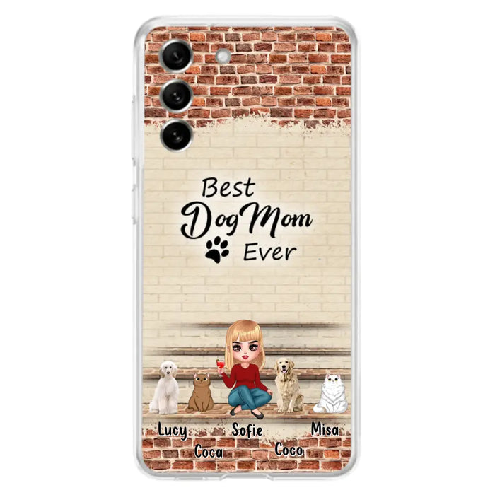 Custom Personalized Dog/Cat Mom Phone Case - Gift Idea For Dog/Cat Lovers/Mother's Day - Upto 3 Dogs/Cats - Best Dog Mom Ever - Cases For iPhone/Samsung