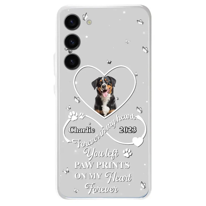 Personalized Memorial Phone Case - Upload Photo - Memorial Gift Idea For Pet Lover - You left paw prints on my heart forever - Case For iPhone/Samsung