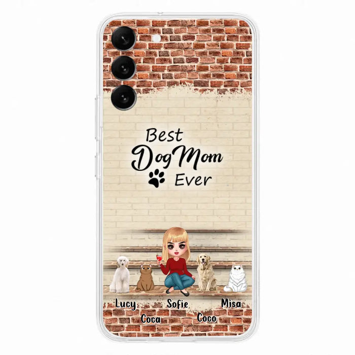 Custom Personalized Dog/Cat Mom Phone Case - Gift Idea For Dog/Cat Lovers/Mother's Day - Upto 3 Dogs/Cats - Best Dog Mom Ever - Cases For iPhone/Samsung